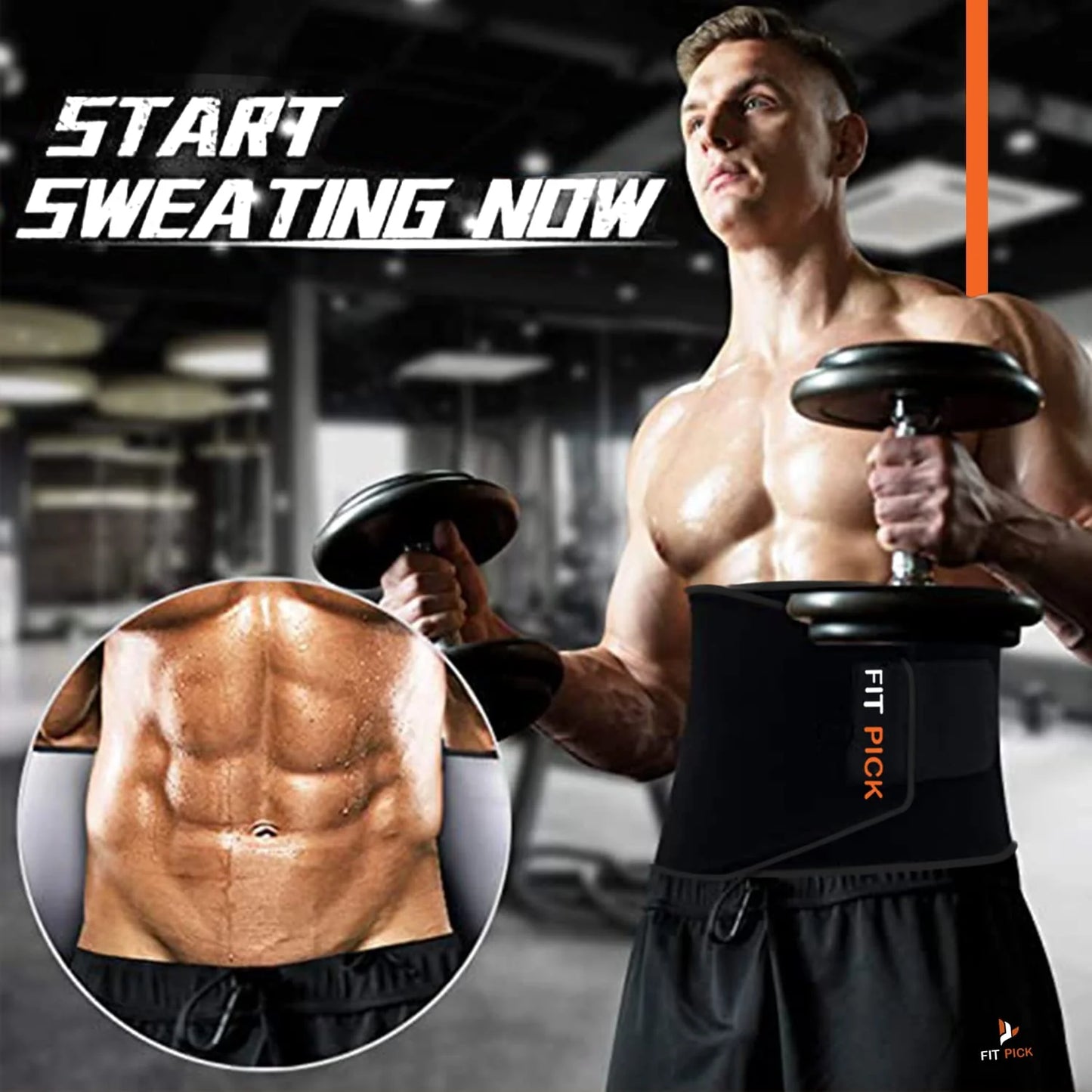 Sweat Belt, Abdominal Belt for Men and Women Non-Tearable, Sauna Belt Waist Trainer